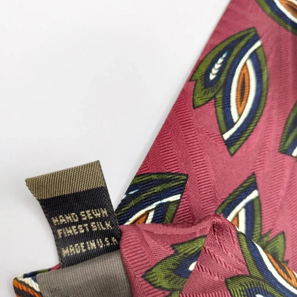 Talbott Studio Men's Silk Necktie Tie Abstract Leaf pattern Hand Sewn 58… - Picture 6 of 10